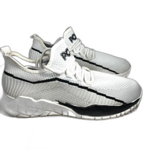 Pony Rocky Knit Shoes Men Lace-up Low Trainer Athletic Sneakers White Grey 9.5